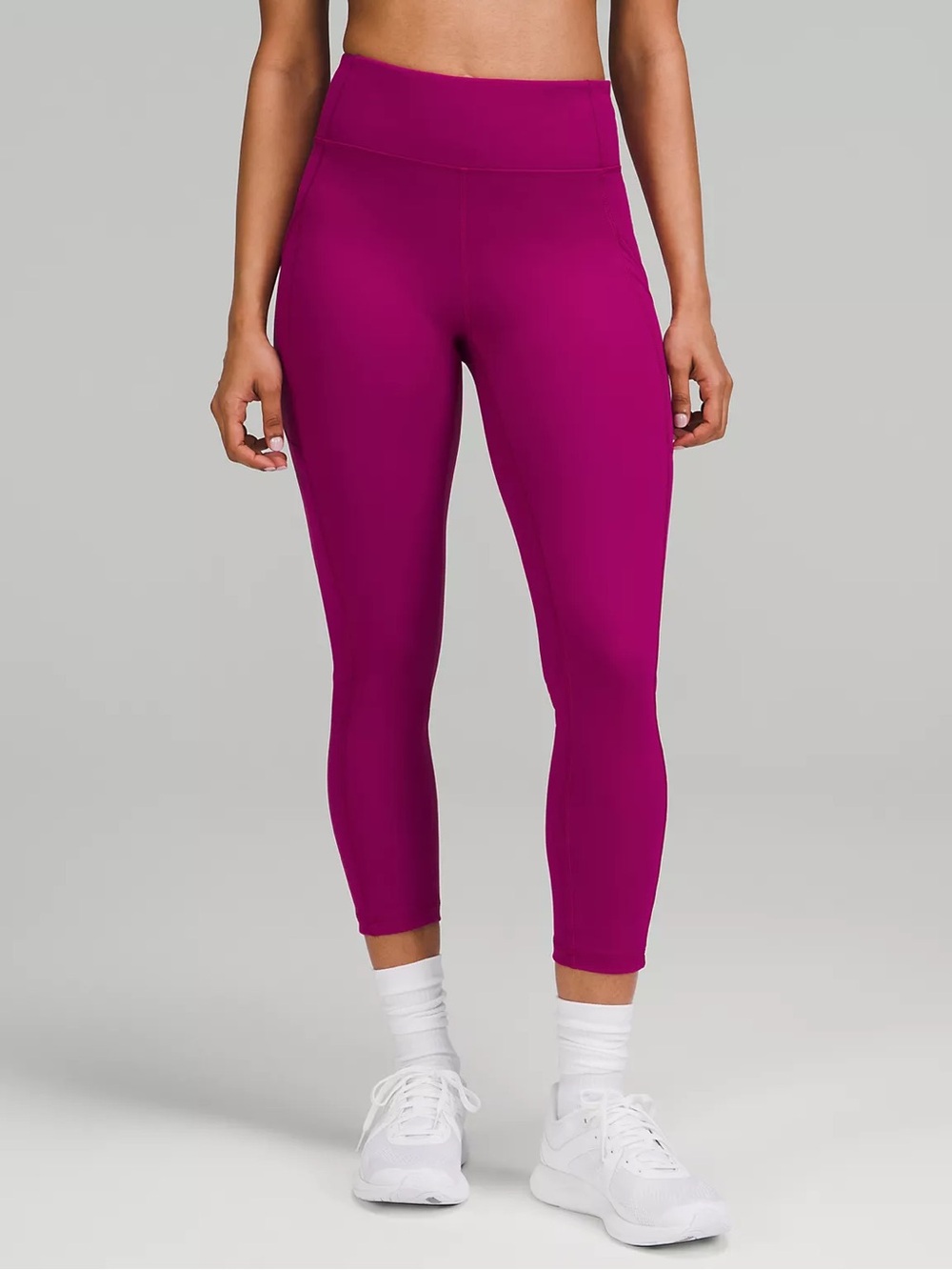lululemon Invigorate High Rise Crop 23” Workout Leggings in Magenta Purple
